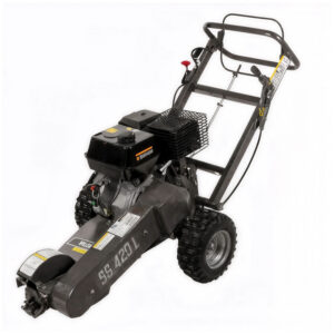 BlackStone SG 420 L - Rogneuse de souches - Moteur Loncin de 420 cm3 - Disque de coupe avec 8 marteaux en carbure de tungstène