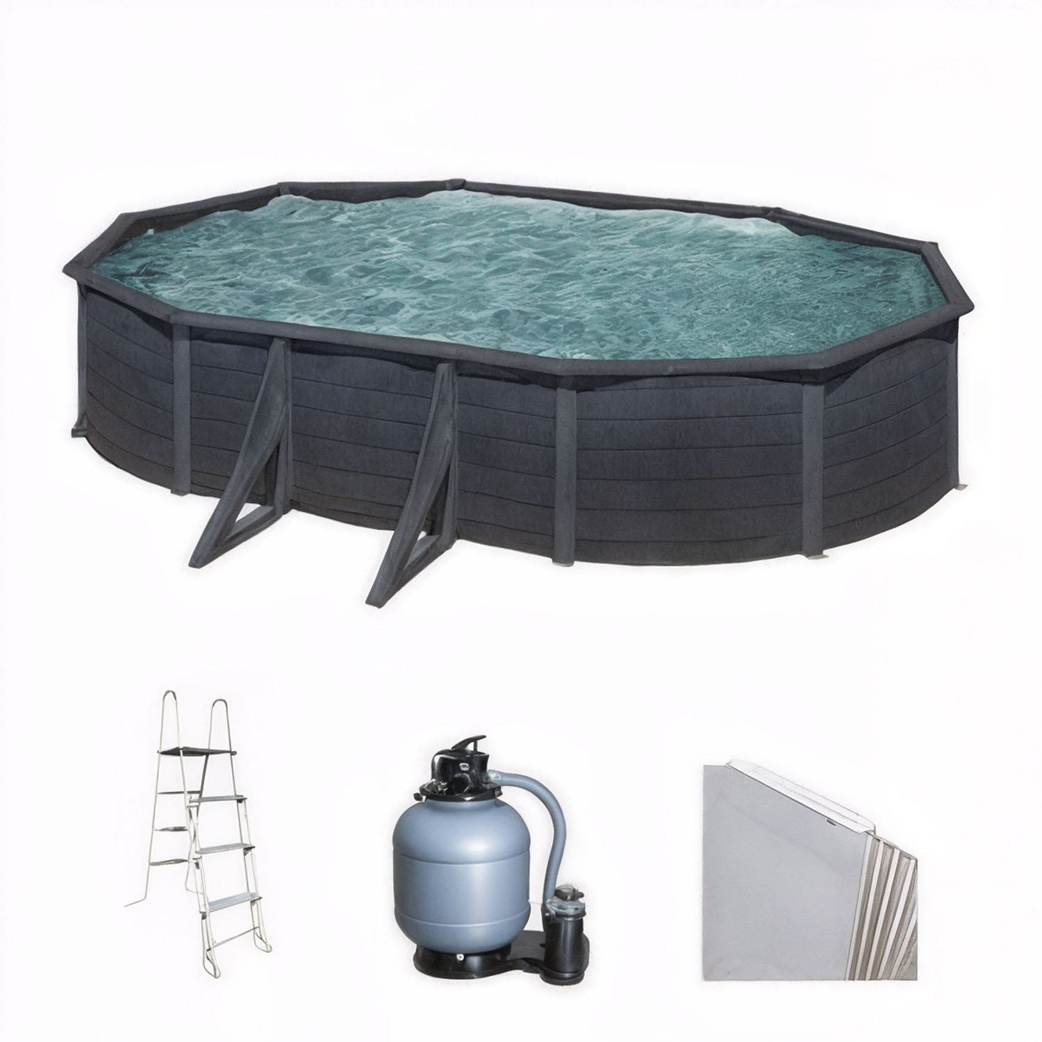 Gre Kea Ovale 730x375x120cm - Piscine hors sol en acier