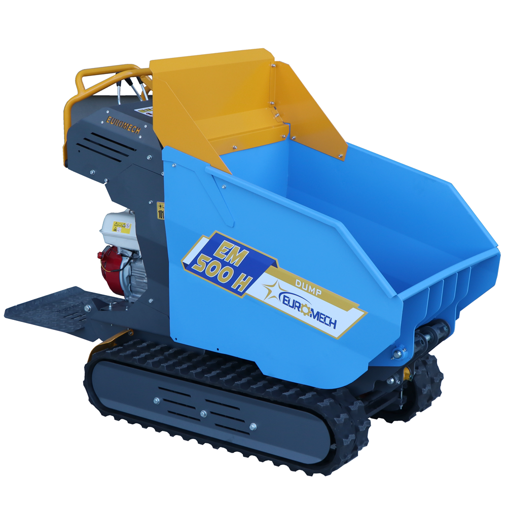 Brouette motorisée à chenilles-EuroMech-EM500H-dump-caisson-dumper-hydraulique-500-kg