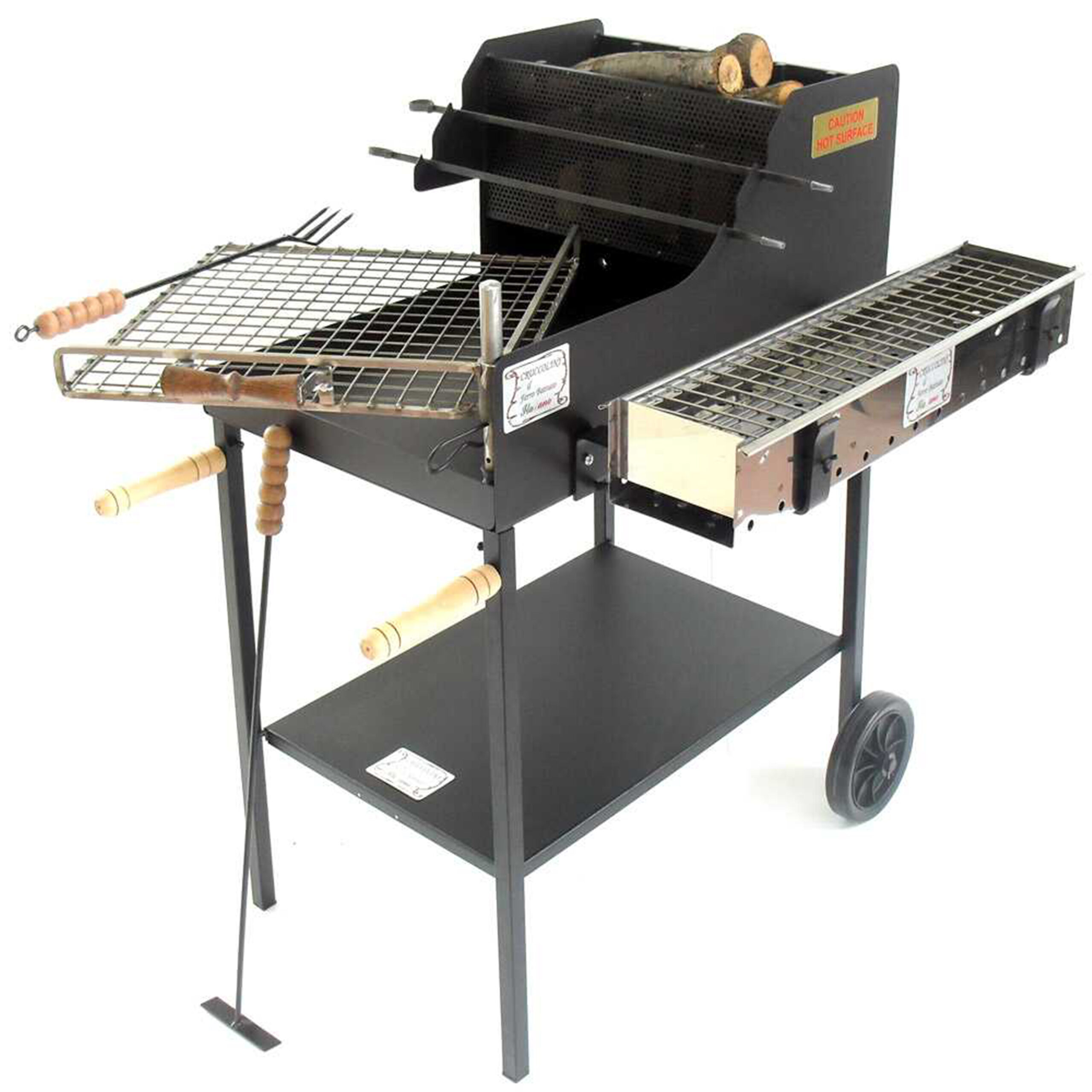 Cruccolini-ghiottone-barbecue à bois-et-charbon-en-fer-artisanal