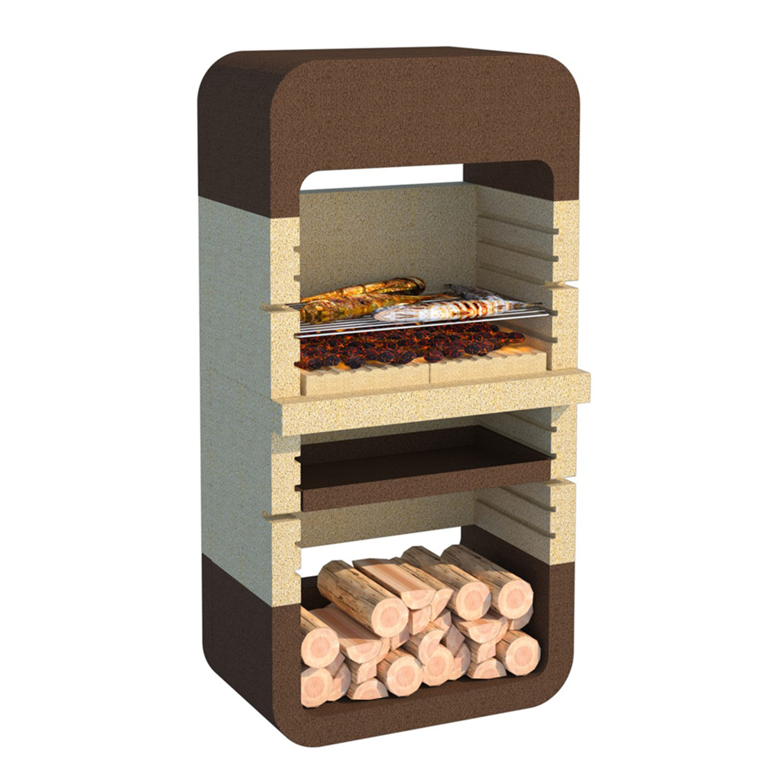Linea-VZ-Monopoli-barbecue à bois et à charbon-en-maçonnerie