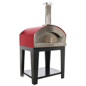 Rossofuoco-campagnolo-four-bois-dexterieur-avec-chariot-rouge